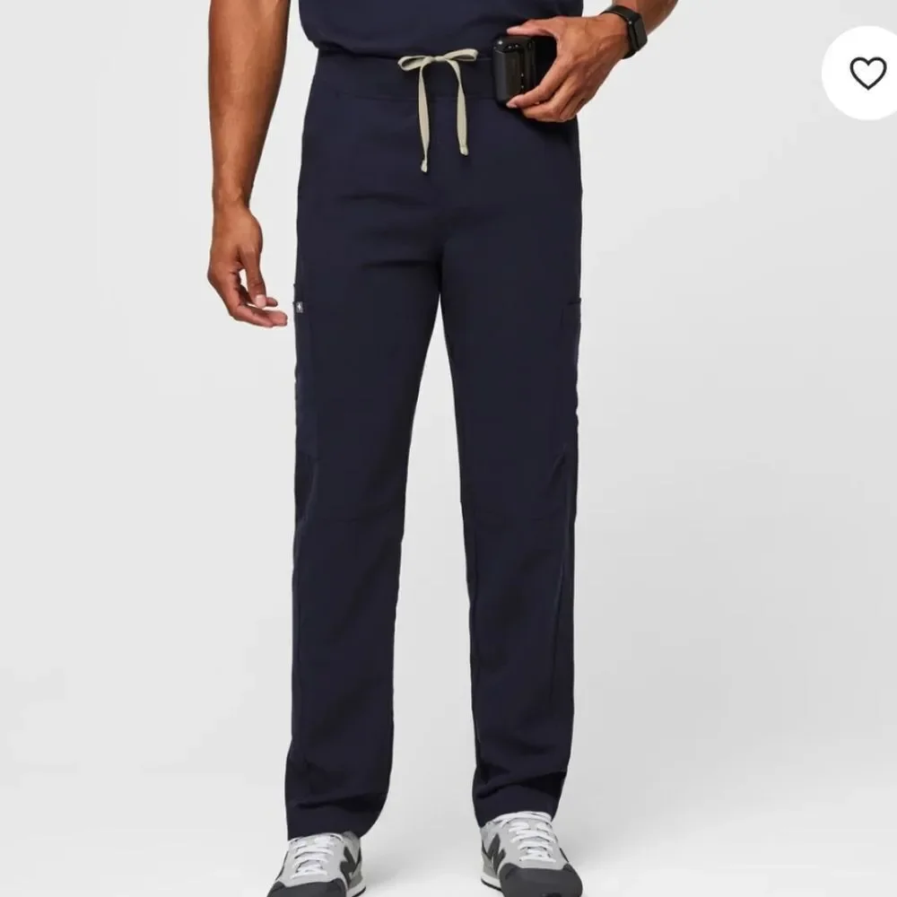 Figs Scrubs pants Axim Cargo Navy Blue Tie Elastic Waist Size L
